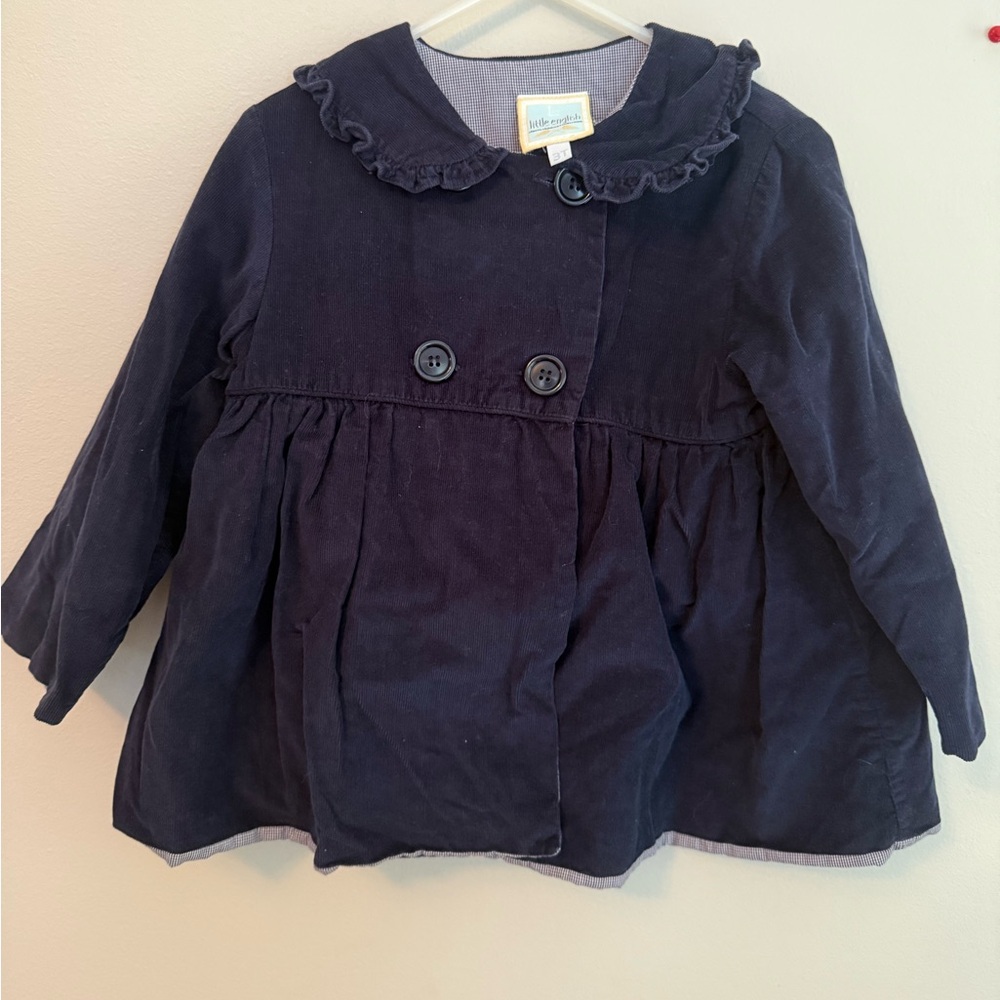 Little English Navy Blue Kids Jacket with Ruffle Collar